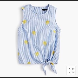 J Crew Seersucker Cropped Pineapple sidetie top 10